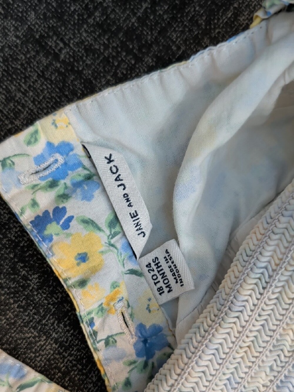 Janie and Jack Cream Romper with Yellow & Blue Floral Print - Picture 2 of 2